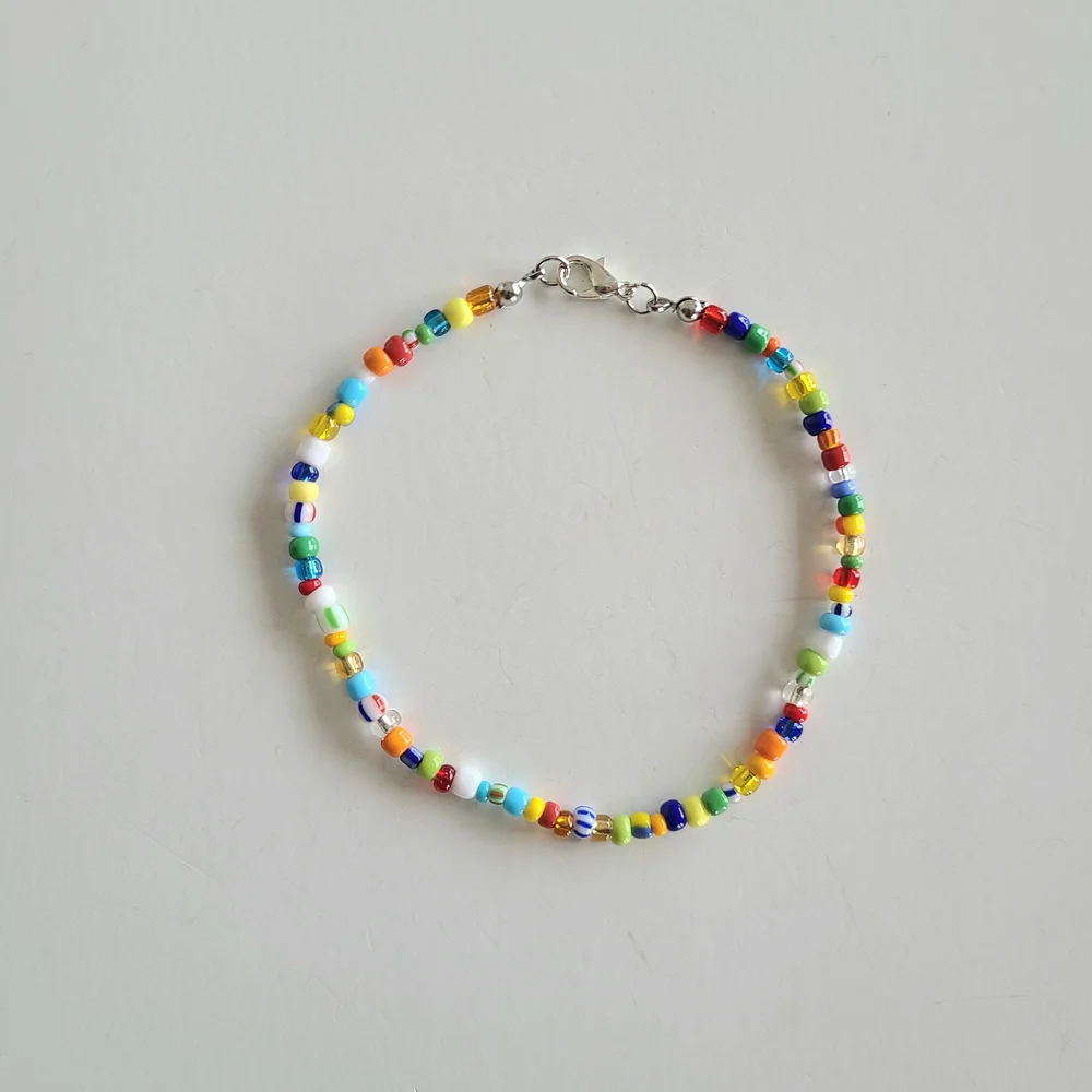 Boho Multicolor Beaded Anklet Bracelet - Picture 8 of 8